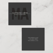 Moderne Vette Donkergrijze Witte Tekst Vierkante Visitekaartje (Voorkant / Achterkant)
