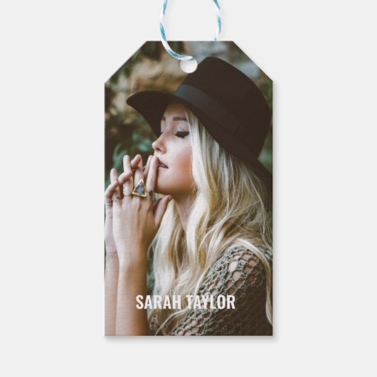 Moderne Vette Fotografie Volledige Fotonaam Aangep Cadeaulabel (Voorkant)