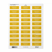 Moderne vette gele gepersonaliseerde retouradres etiket (Full Sheet)