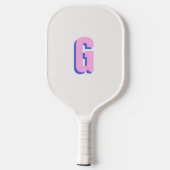 Moderne, vette, gemonogrammeerde roze en blauwe pickleball paddle (Achterkant)