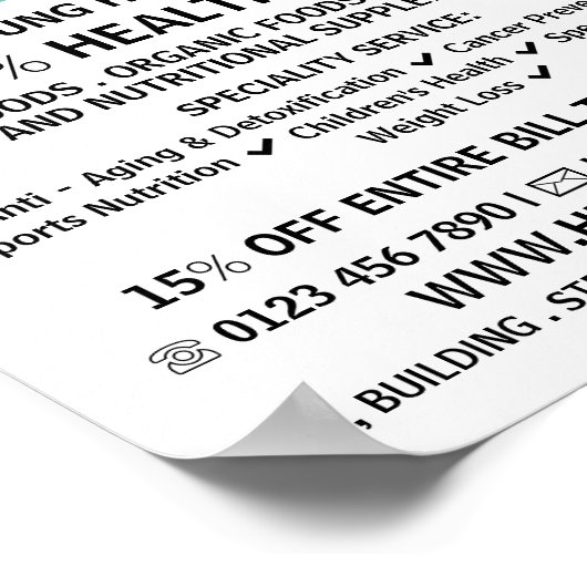 Moderne Vette, gezonde levensmiddelenwinkel Advert Poster (Hoek)