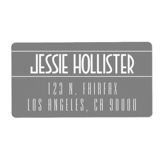 Moderne Vette grijs en wit Etiket (Voorkant)