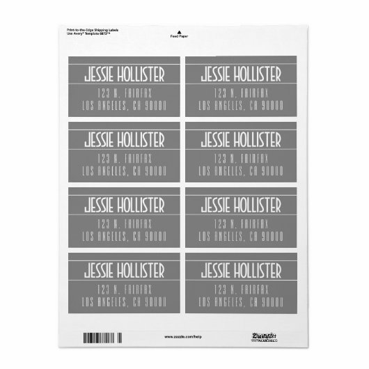 Moderne Vette grijs en wit Etiket (Full Sheet)