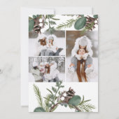 Moderne Vette groene krans 3 foto's Kerstmis Feestdagenkaart (Achterkant)