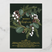 Moderne Vette groene krans 3 foto's Kerstmis Folie Feestdagenkaart (Voorkant)