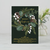Moderne Vette groene krans 3 foto's Kerstmis Folie Feestdagenkaart (Staand Voorkant)