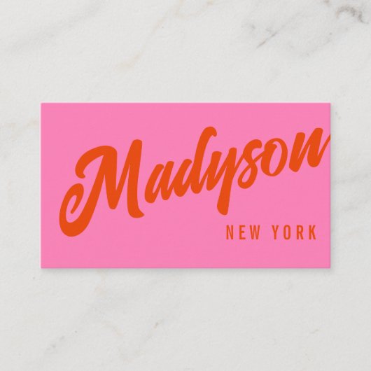 Moderne Vette Heet Roze Rood Script Typografie Visitekaartje (Voorkant)
