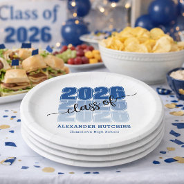 Moderne Vette Klas 2026 Navy Blauwe Afstudeerfeest Papieren Bordje