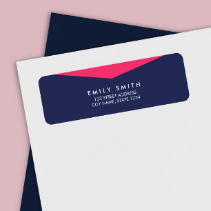 Moderne Vette kleur Blok blauw en Roze adres Etiket