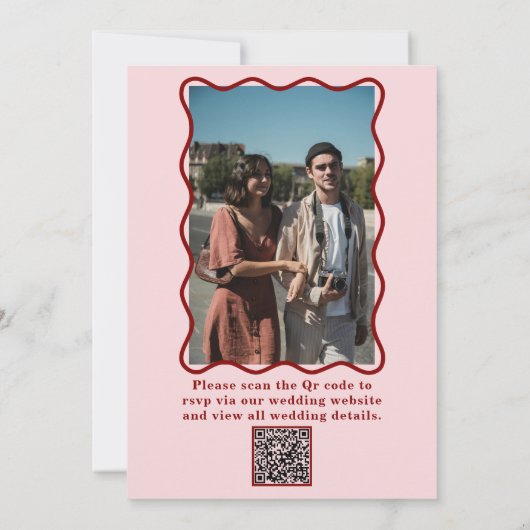 Moderne Vette Kleurrijke Retro Funky Foto Bruiloft Kaart (Achterkant)