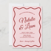 Moderne Vette Kleurrijke Retro Funky Foto Bruiloft Kaart (Voorkant)