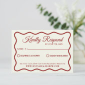 Moderne Vette Kleurrijke Retro Funky Unieke Bruilo RSVP Kaartje (Staand voorkant)
