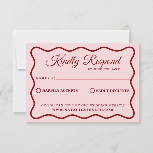 Moderne Vette Kleurrijke Retro Funky Unieke Bruilo RSVP Kaartje (Voorkant)