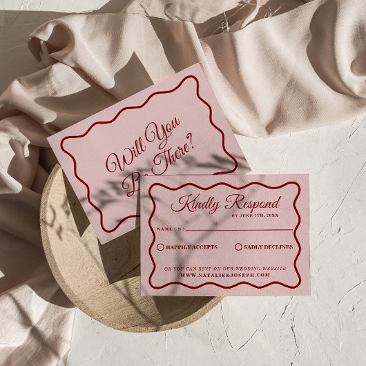 Moderne Vette Kleurrijke Retro Funky Unieke Bruilo RSVP Kaartje