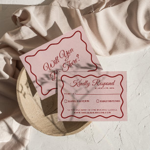 Moderne Vette Kleurrijke Retro Funky Unieke Bruilo RSVP Kaartje