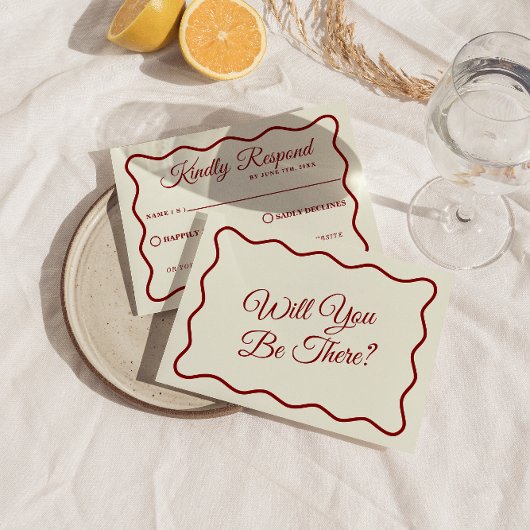 Moderne Vette Kleurrijke Retro Funky Unieke Bruilo RSVP Kaartje