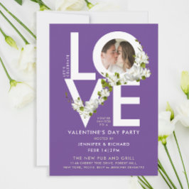 Moderne Vette Lettertype Wit Paarse Liefde Foto Bl Kaart