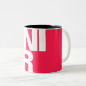 Moderne Vette Lettertyptypografie Unieke Naam Juni Tweekleurige Koffiemok (Voorkant rechts)