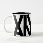 Moderne Vette Lettertyptypografie Unieke Woordkuns Tweekleurige Koffiemok (Links)