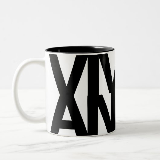 Moderne Vette Lettertyptypografie Unieke Woordkuns Tweekleurige Koffiemok (Links)