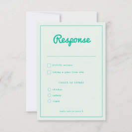 Moderne Vette Mint Groene Retro Bruiloft RSVP Kaartje