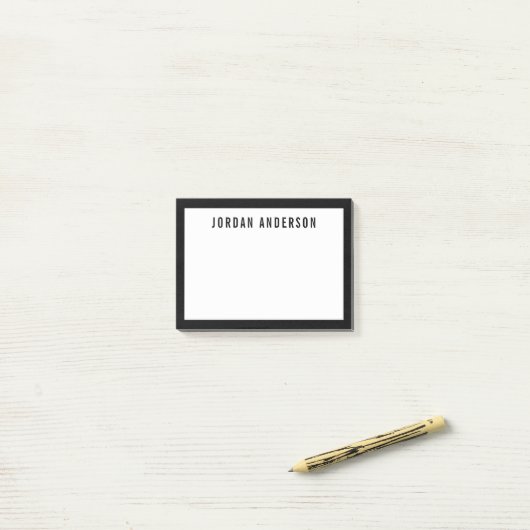 Moderne Vette naam met bewerkbare rand Kleur Post-it® Notes (Op bureau)