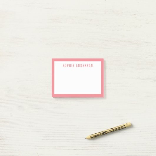 Moderne Vette naam met bewerkbare rand Kleur Post-it® Notes (Op bureau)