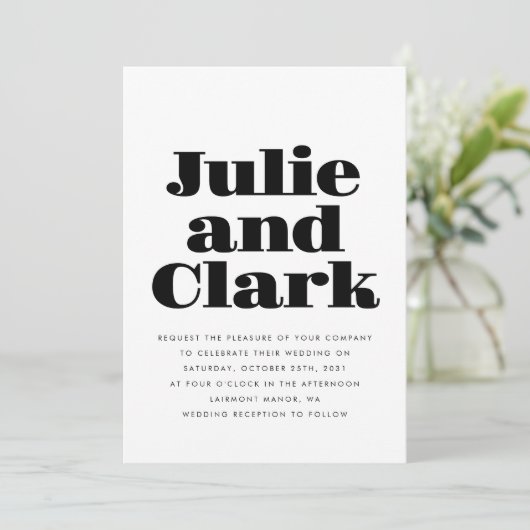 Moderne Vette Namen Minimalistisch Zwart Wit Bruil Kaart (Staand voorkant)