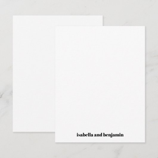 Moderne Vette Namen op Bodem Witte Verticale Bruil Bedankkaart (Voorkant / Achterkant)