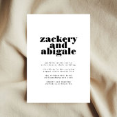 Moderne Vette Namen Zwart Wit Bruiloft Kaart