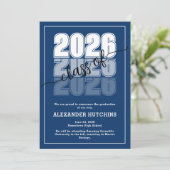 Moderne Vette Navy Blauwe Afstuderen Klas van 2026 Aankondiging (Staand voorkant)