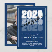Moderne Vette Navy Blauwe Afstuderen Klas van 2026