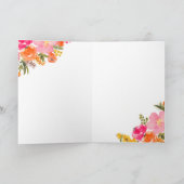 Moderne, vette oranje bloemen script bruidsdouche bedankkaart (Binnen)