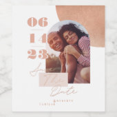 Moderne Vette Print Roze Koppels Foto Opslaan van Wijn Etiket (Enkel label)