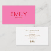 Moderne Vette Roze Rode Typografie Visitekaartje (Voorkant / Achterkant)