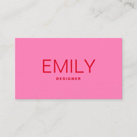 Moderne Vette Roze Rode Typografie Visitekaartje (Voorkant)