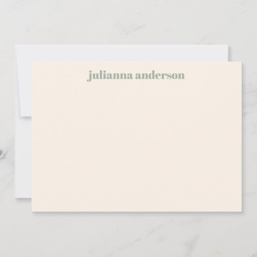 Moderne Vette Sage Green Stripes Persoonlijke naam Notitiekaartje (Voorkant)