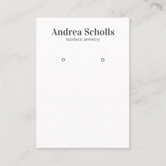 Moderne Vette Sieraden Oorbel Display Visitekaartje (Voorkant)