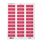 Moderne Vette Sjabloon Roze-Rood & Lichtblauw Adre Etiket (Full Sheet)