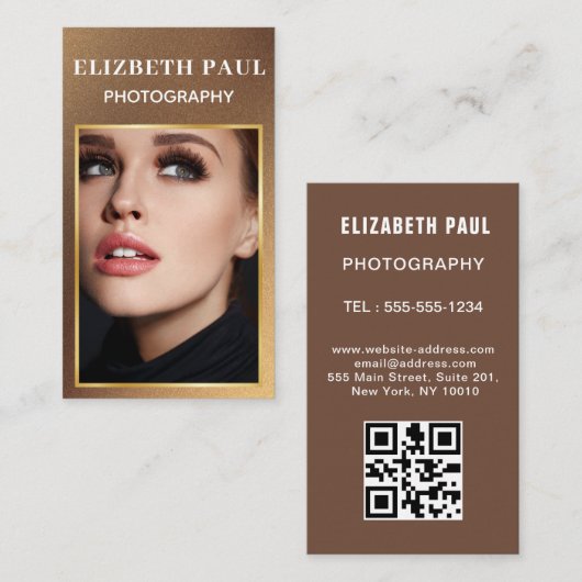 Moderne Vette Stijlvolle Typografie QR code Visitekaartje (Voorkant / Achterkant)