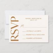 Moderne Vette Terracotta Typografie Bruiloft RSVP Kaartje (Voorkant)