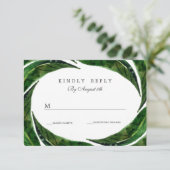 Moderne Vette Tropische Bladeren Bruiloft RSVP | D Kaartje (Staand voorkant)