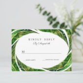 Moderne Vette Tropische Bladeren Bruiloft RSVP | L (Staand voorkant)