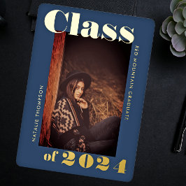 Moderne Vette Typografie 2024 Afstudeerfeest Marin Folie Uitnodiging