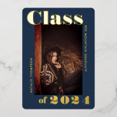 Moderne Vette Typografie 2024 Afstudeerfeest Marin Folie Uitnodiging (Voorkant)