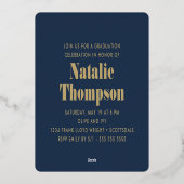 Moderne Vette Typografie 2024 Afstudeerfeest Marin Folie Uitnodiging (Achterkant)