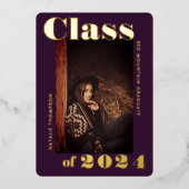 Moderne Vette Typografie 2024 Graduation Party Coo Folie Uitnodiging (Voorkant)