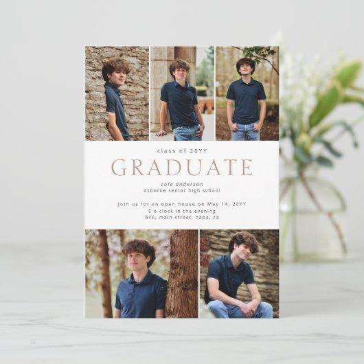 Moderne Vette Typografie 5 Fotocollage Afstuderen Aankondiging (Staand voorkant)