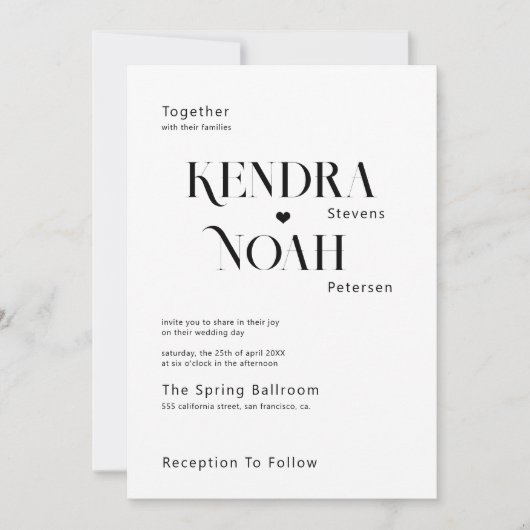 Moderne vette typografie alles in één QR rsvp brui Kaart (Voorkant)