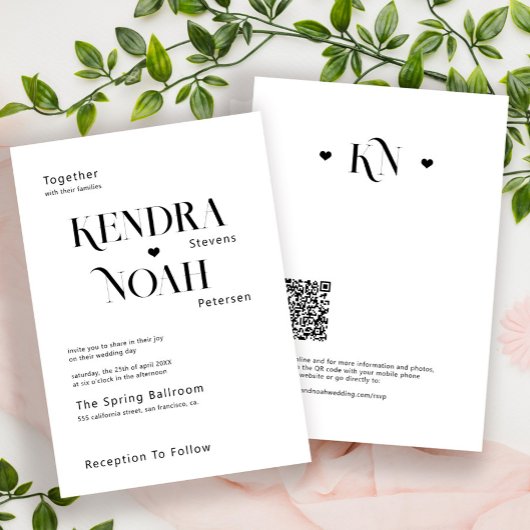 Moderne vette typografie alles in één QR rsvp brui Kaart